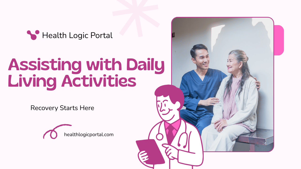 Mental health technician helping a patient with daily living activities such as eating and dressing.