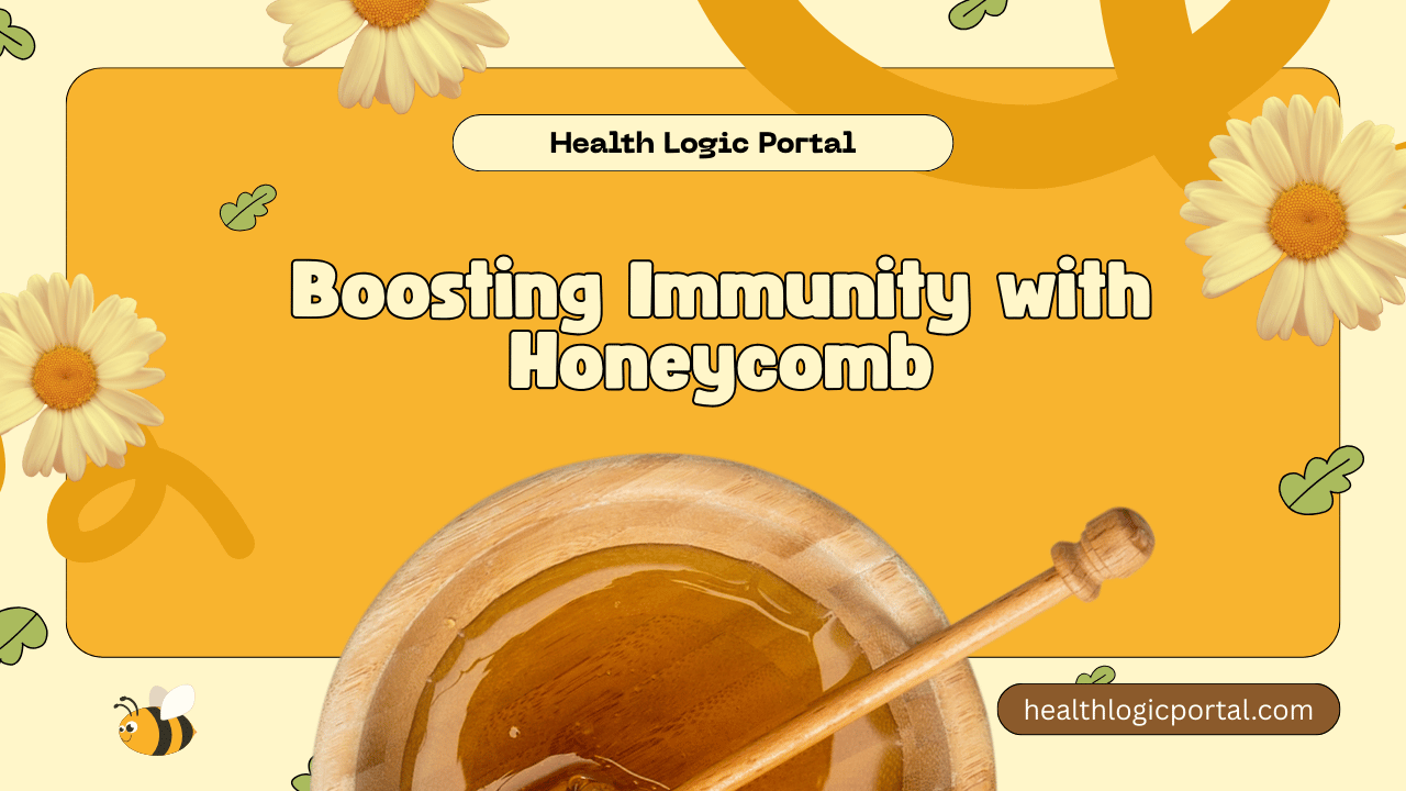 Honeycomb pieces with raw honey showing natural antioxidants and nutrients that boost immunity, fight free radicals, and protect overall health.