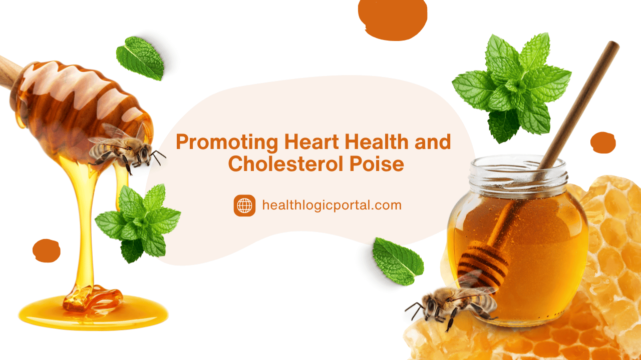 Honeycomb with raw honey symbolizing heart health benefits, including improved cholesterol balance, reduced inflammation, and stronger cardiovascular wellness.
