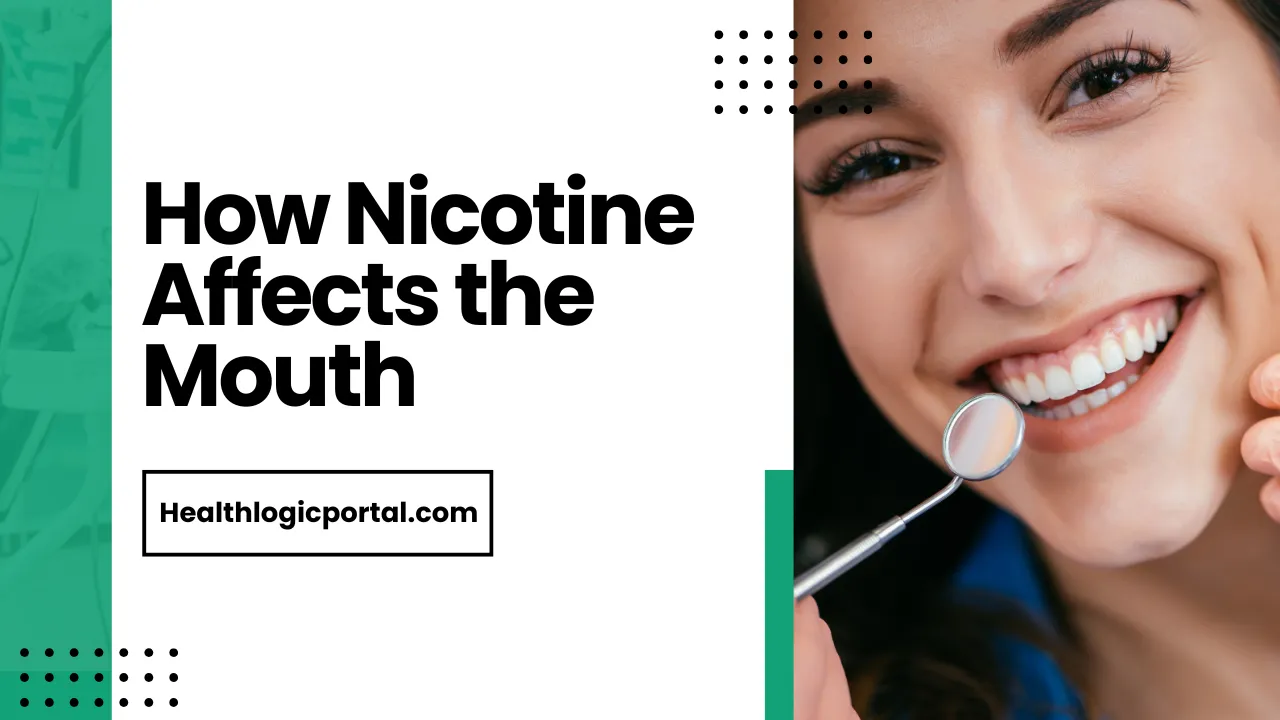 A smiling woman undergoing a dental checkup, representing the impact of nicotine on oral health.